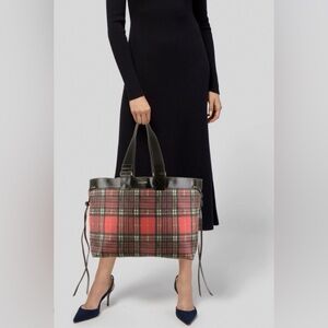 Isabel Marant Wardy Plaid Tote-Red